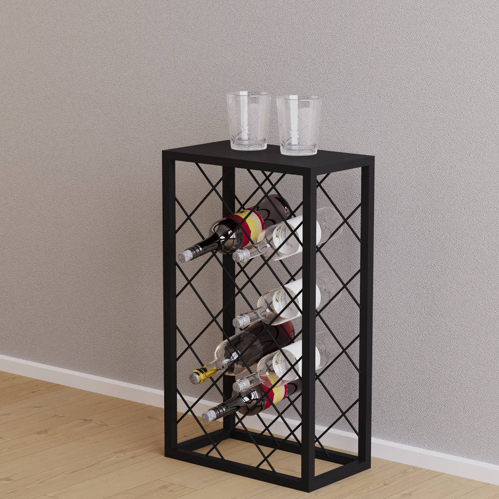 Botellero Amasia de metal 74x45x22 cm negro [en.casa] - premiumXL
