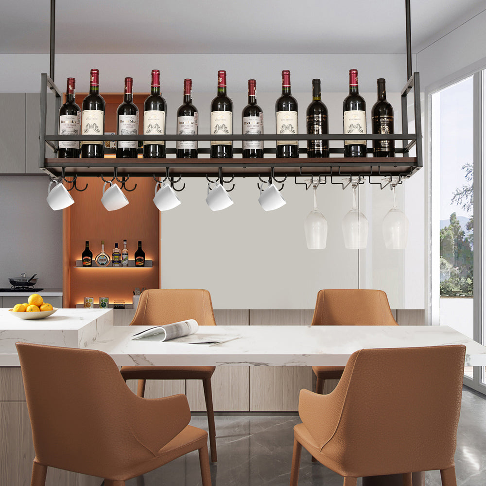 Estante para vinos con soporte para copas Borejle [en.casa]