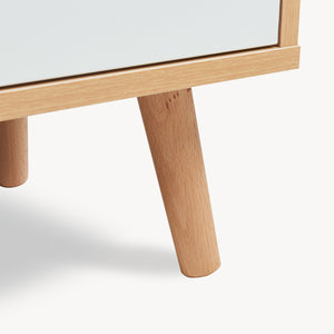 Mesita de noche Bordkak con cajones, aspecto roble/blanco [en.casa]