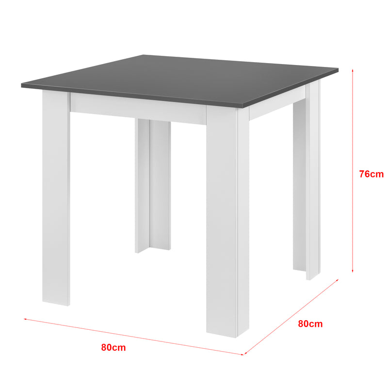 Esquema acotado Mesa de comedor Algermissen 80x80x76 cm para 4 personas varios colores en.casa