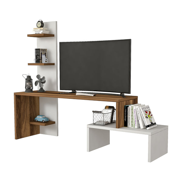 Mesa de televisión Hörby con estantería [en.casa]