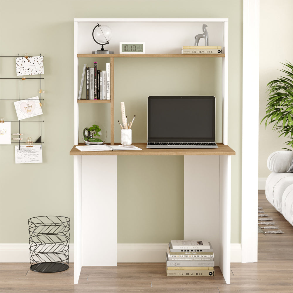Escritorio Tópisa con estantería 149x90x52 cm [en.casa]