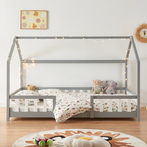 Cama para niños Sisimiut forma de casa pino + colchón [en.casa][neu.haus]