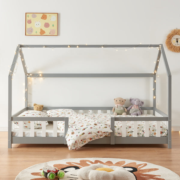Cama para niños Sisimiut forma de casa pino + colchón [en.casa][neu.haus]