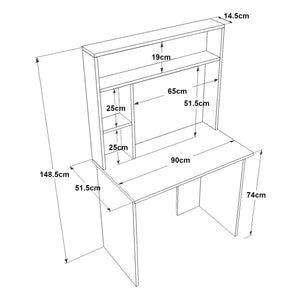 Escritorio Tópisa con estantería 149x90x52 cm [en.casa]