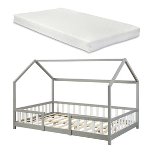 Cama para niños Sisimiut forma de casa pino + colchón [en.casa][neu.haus]