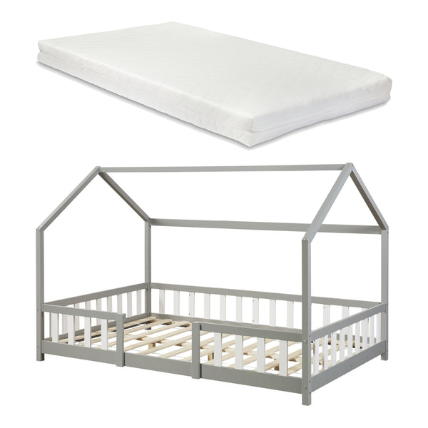 Cama para niños Sisimiut forma de casa pino + colchón [en.casa][neu.haus]