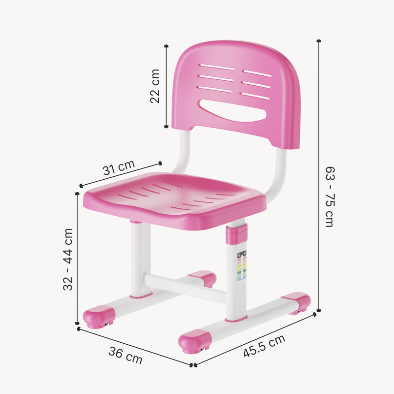 Esquema acotado Silla infantil ajustable en altura Sauda 75x36x46 cm [en.casa]