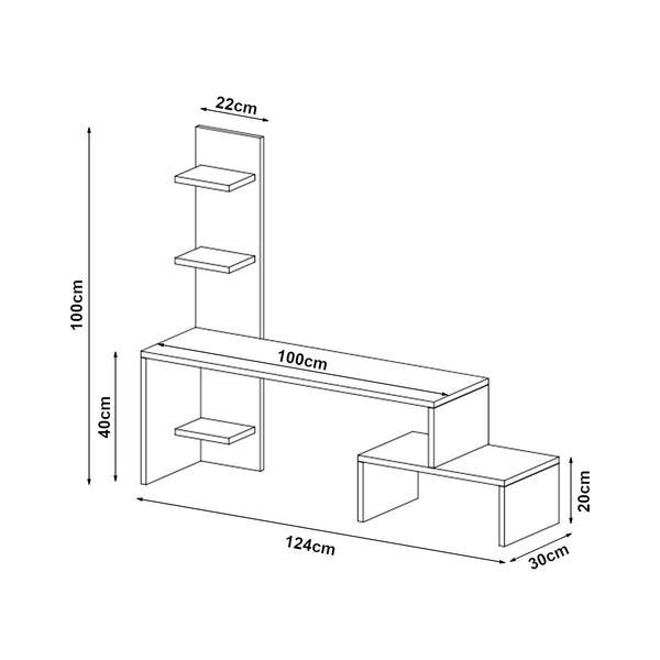 Mesa de televisión Hörby con estantería [en.casa]
