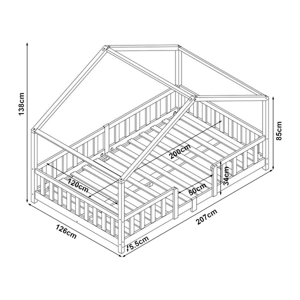 Cama para niños Treviolo forma de casa pino  [en.casa]