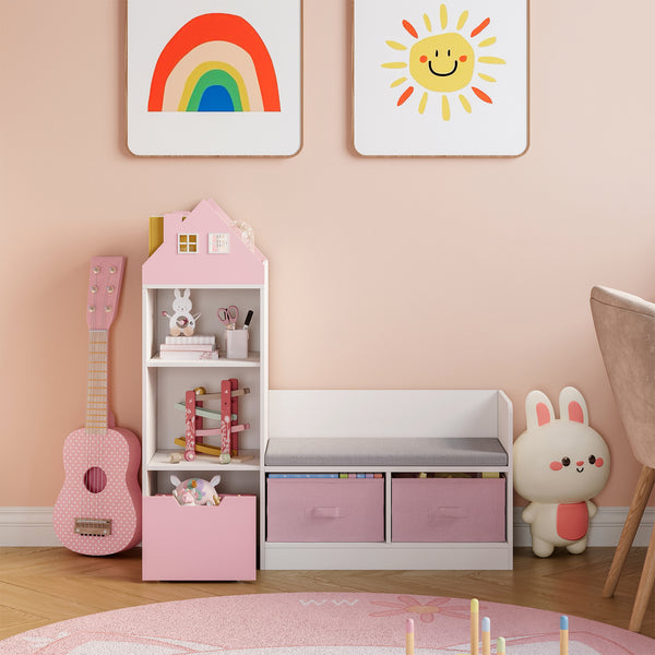Banco para niños con estantería Vipsali [en.casa]