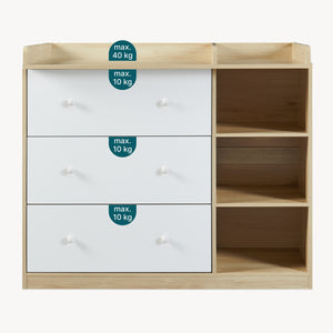 Cómoda Beldinupp con cambiador extraíble 3 cajones 93x110x55 cm [en.casa]