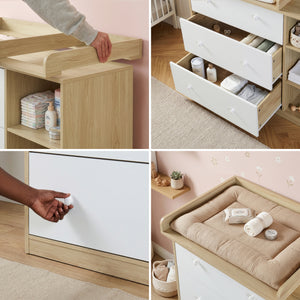 Cómoda Beldinupp con cambiador extraíble 3 cajones 93x110x55 cm [en.casa]