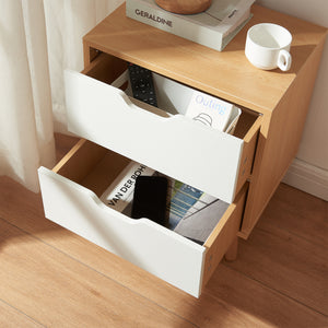 Mesita de noche Bordkak con cajones, aspecto roble/blanco [en.casa]