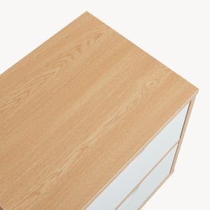 Mesita de noche Bordkak con cajones, aspecto roble/blanco [en.casa]