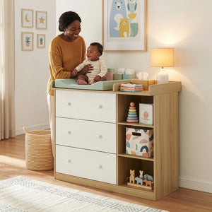 Cómoda Beldinupp con cambiador extraíble 3 cajones 93x110x55 cm [en.casa]