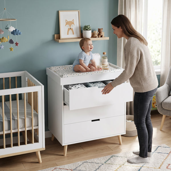 Cómoda cambiador Sallinrar con cambiador desmontable [en.casa]