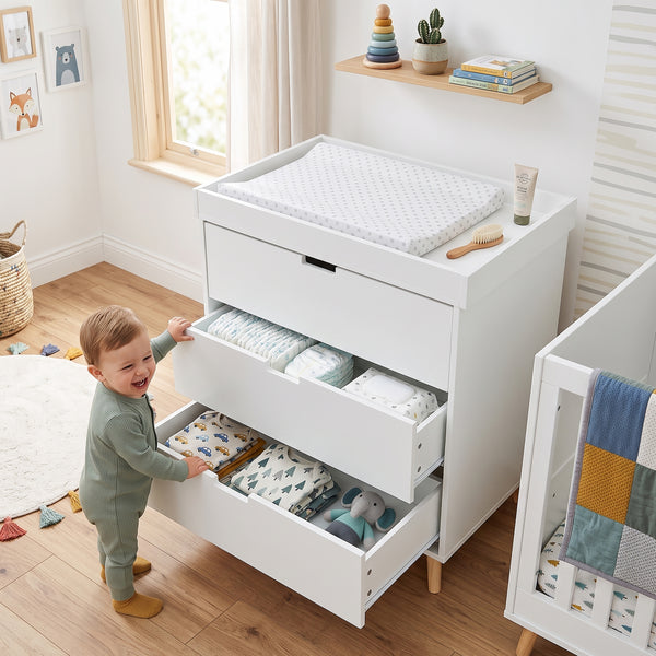 Cómoda cambiador Sallinrar con cambiador desmontable [en.casa]