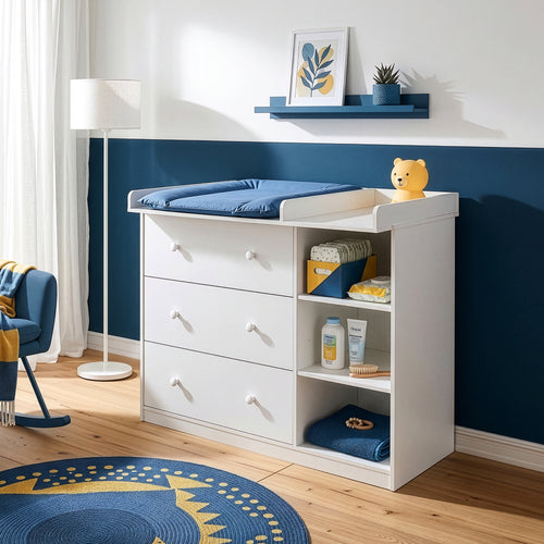 Cómoda Beldinupp con cambiador extraíble 3 cajones 93x110x55 cm [en.casa]