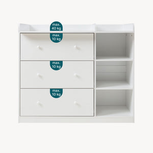 Cómoda Beldinupp con cambiador extraíble 3 cajones 93x110x55 cm [en.casa]
