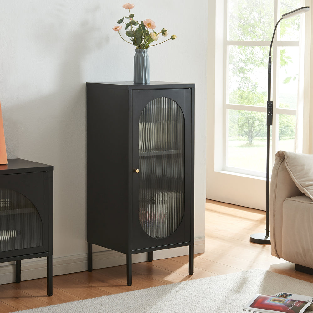Armario auxiliar Karlskrona 102x43x40 cm negro, mate [en.casa] - premiumXL