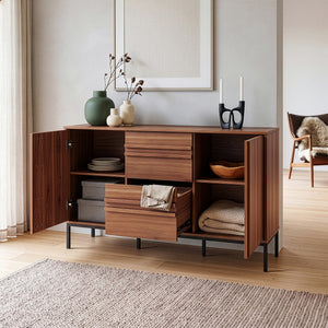 Aparador Kilmandar 150x40x79 cm aspecto nogal [en.casa]