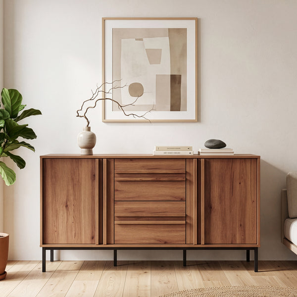 Aparador Kilmandar 150x40x79 cm aspecto nogal [en.casa]