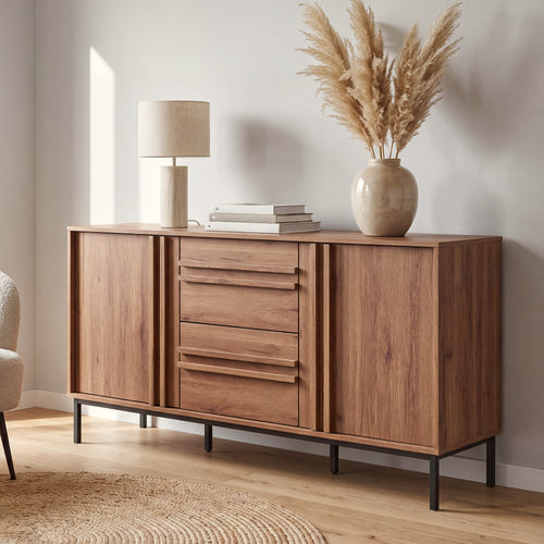 Aparador Kilmandar 150x40x79 cm aspecto nogal [en.casa]