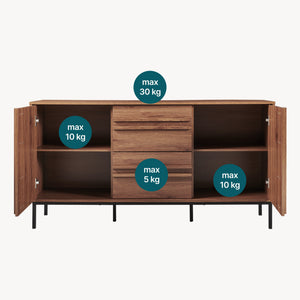 Aparador Kilmandar 150x40x79 cm aspecto nogal [en.casa]
