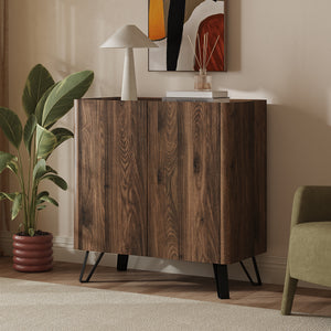 Cómoda Trorlon 83x80x40 cm aspecto nogal/travertino [en.casa]