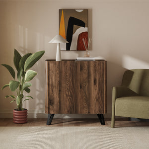 Aparador Trorlon con 2 puertas 83x80x40 cm Nogal/Travertino [en.casa]