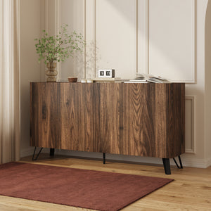 Aparador Trorlon 160x40x83 cm aspecto nogal/travertino [en.casa]