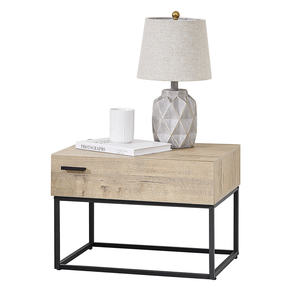 Mesa auxiliar Hylte aspecto roble [en.casa]