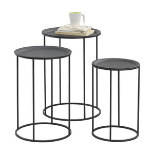Mesa auxiliar Anaklia juego de 3 redondas metal negro en.casa