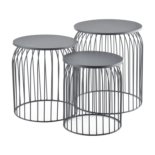 Set de 3 cestas de metal mesa auxiliar Amherst en varios colores en.casa