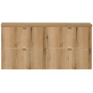 Lavabo doble Skelbolu con 4 cajones en aspecto roble [en.casa]