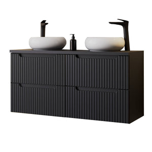 Doble lavabo Skelbolu 120x72x40 cm Negro [en.casa]