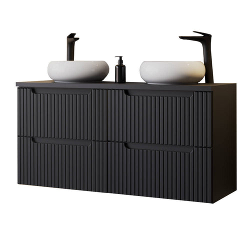 Doble lavabo Skelbolu 120x72x40 cm Negro [en.casa]