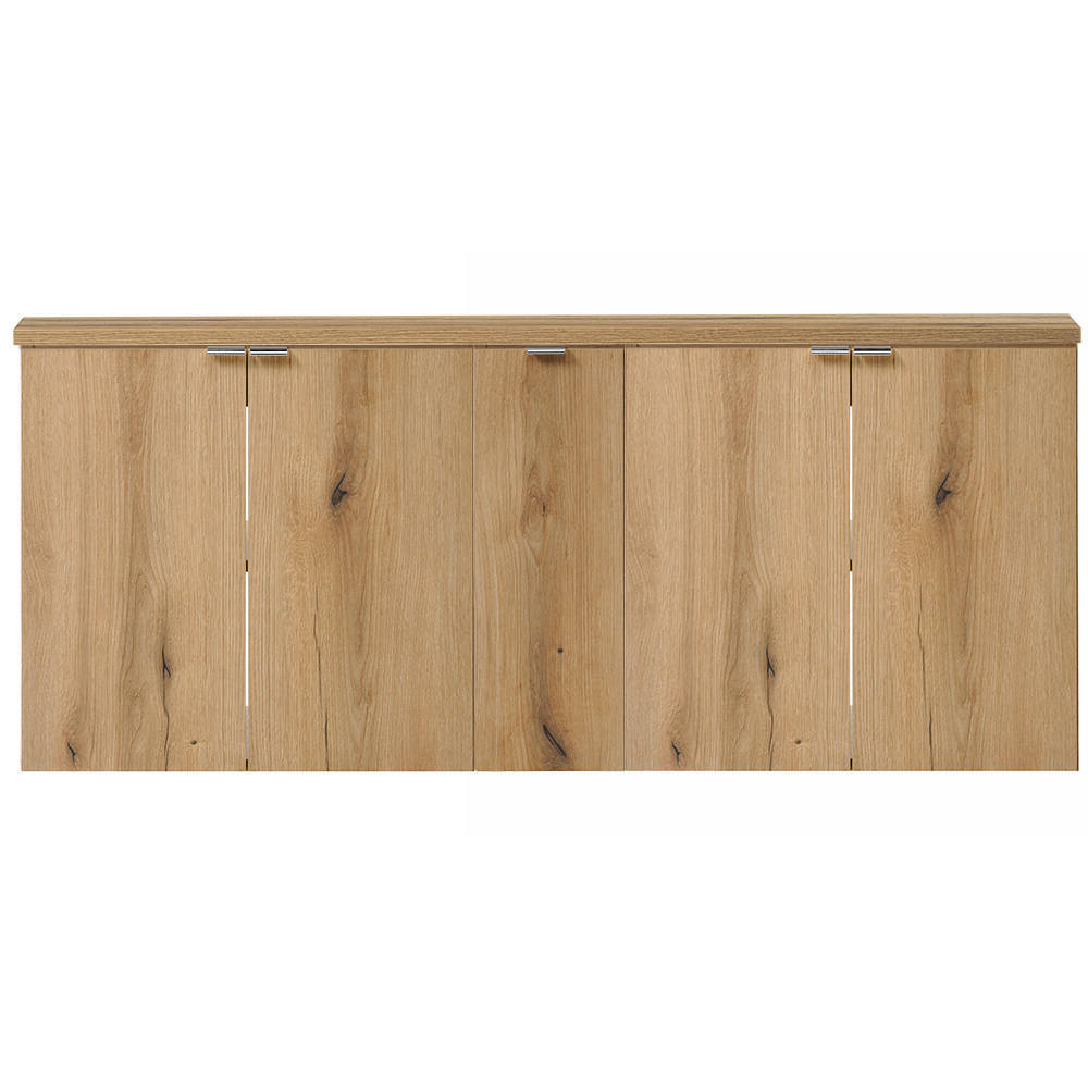 Lavabo doble Skelbolu 140x60x40 cm con puertas y cajones roble [en.casa]