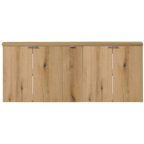 Lavabo doble Skelbolu 140x60x40 cm con puertas y cajones roble [en.casa]