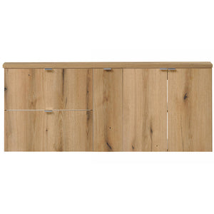 Lavabo doble Skelbolu 140x60x40 cm con puertas y cajones roble [en.casa]