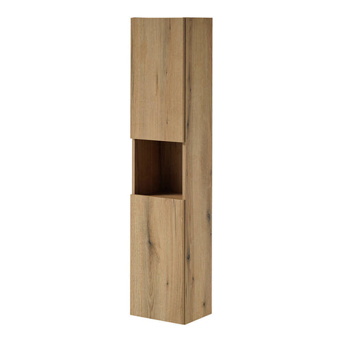 Armario alto Skelbolu 140x30x25 cm aspecto roble [en.casa]