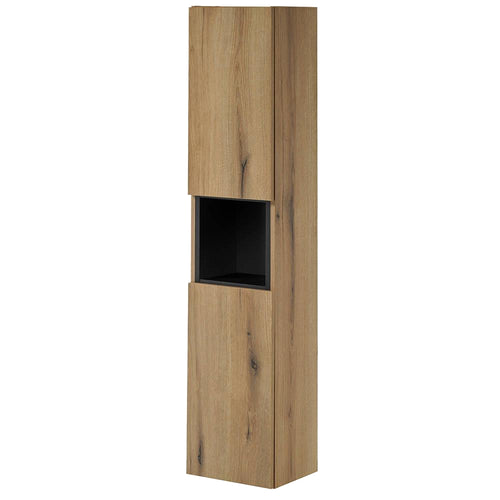 Armario alto Skelbolu con estante insertado 30x140x25 cm aspecto roble [en.casa]