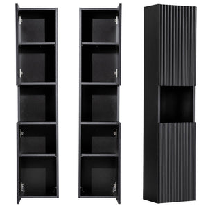 Armario alto Skelbolu 140x30x25 cm Negro [en.casa]