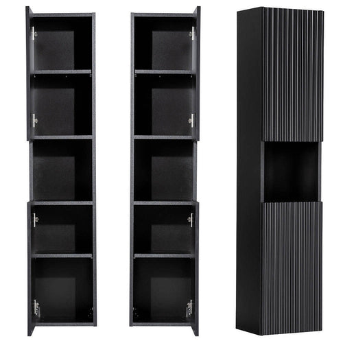 Armario alto Skelbolu 140x30x25 cm Negro [en.casa]