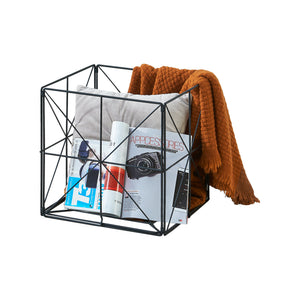 Cesta para periódicos Temse 40x40x40cm Metal Negro [en.casa]