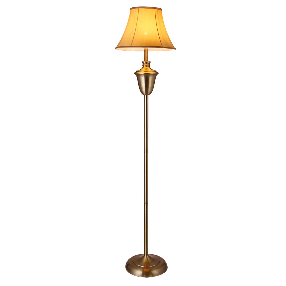 Lámpara de pie Madrid 1x E27 Ø35x157 cm color latón/beige lux.pro