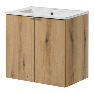Lavabo Skelbolu con puertas en aspecto roble [en.casa]