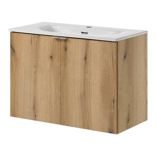 Lavabo Skelbolu con puertas en aspecto roble [en.casa]