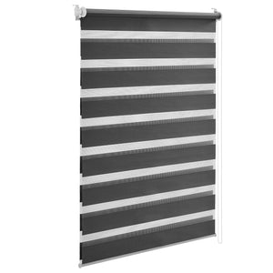 Duo Rollo en varios tamaños Estor enrollable cebra Blanco / Gris oscuro